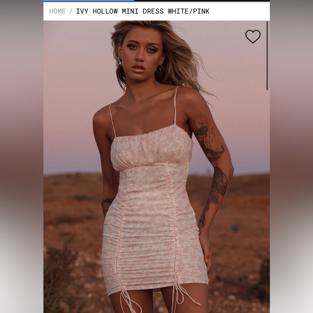 princess polly IVY HOLLOW MINI DRESS WHITE/PINK !!🌸✨🤍 - Picture 1 of 6